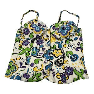 Mirror Palais Graphic Print Sweetheart Neck Bustier Top in 90s Vintage Swirl